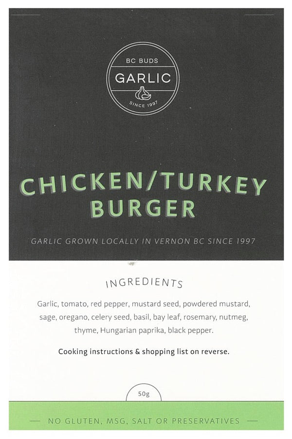 BC Buds Garlic Chicken/Turkey Burger